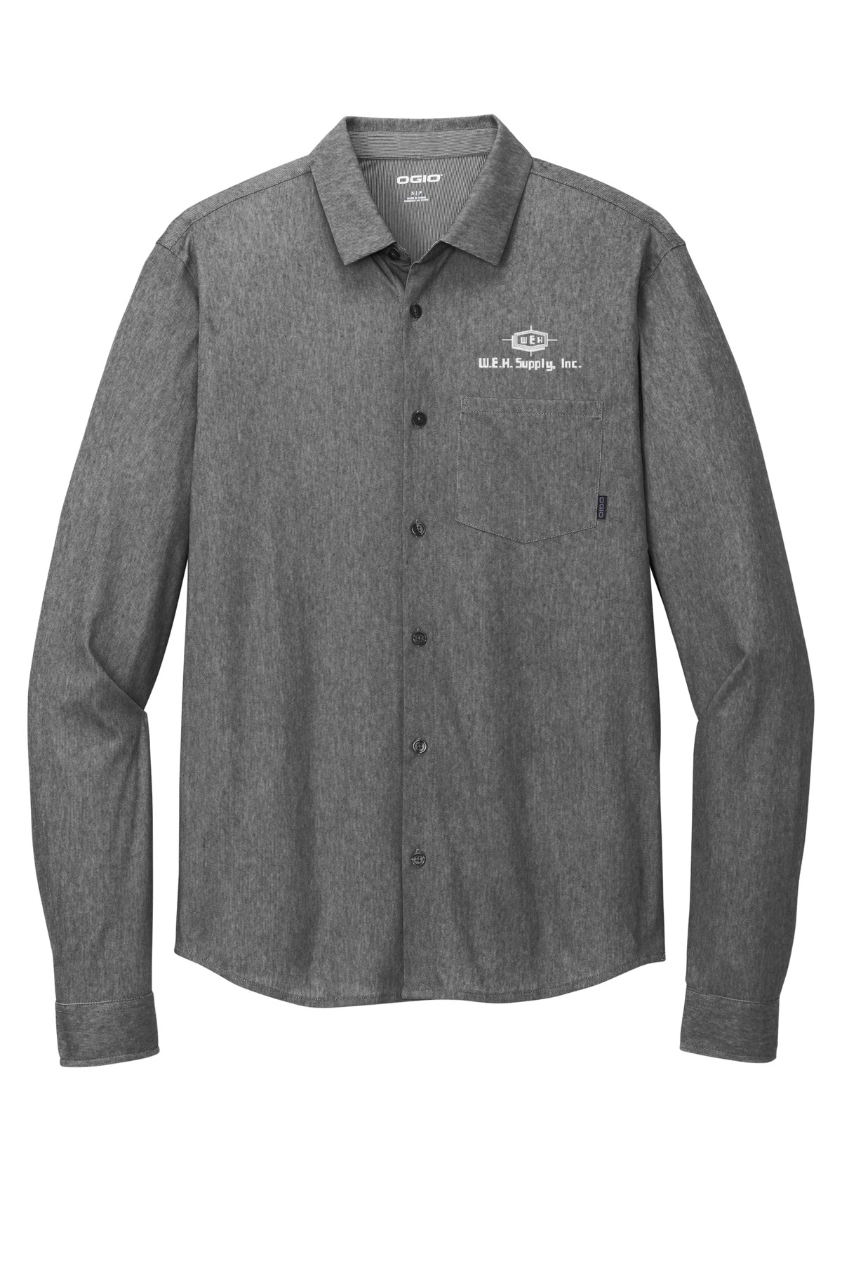 Color Image for OG161 - OGIO® Extend Long Sleeve Button-Up - Blacktop Heather - WEH Supply - White
