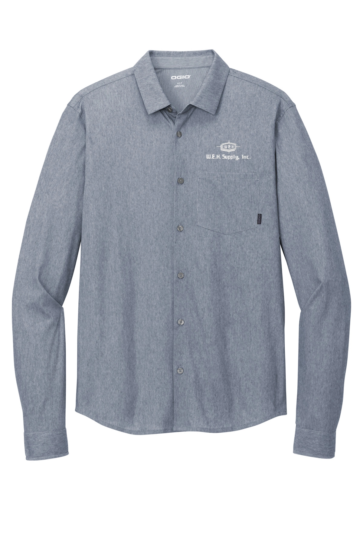 Color Image for OG161 - OGIO® Extend Long Sleeve Button-Up - Deep Blue Heather - WEH Supply - White