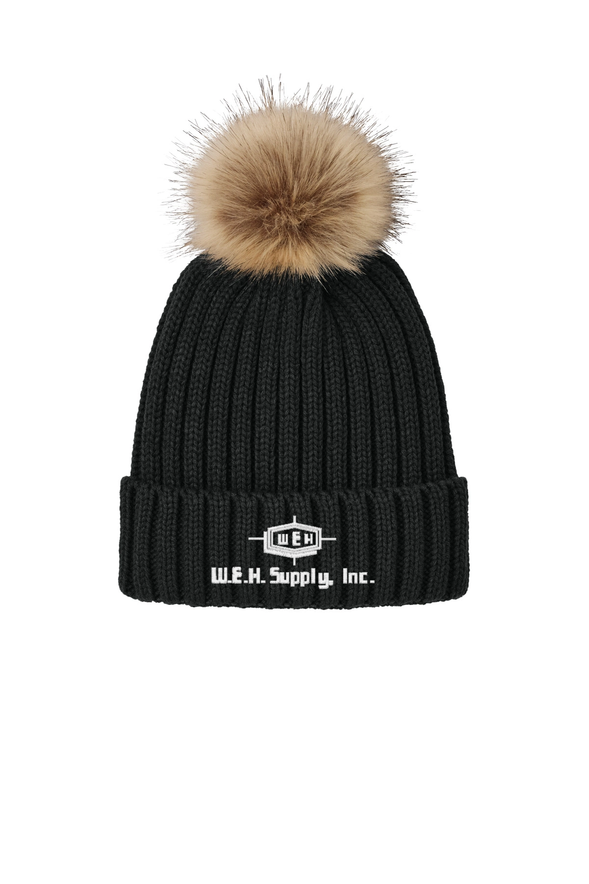 Variant Image for C990 - Port Authority® Faux Fur Pom Beanie - W.E.H Supply - White - Website WEH Supply