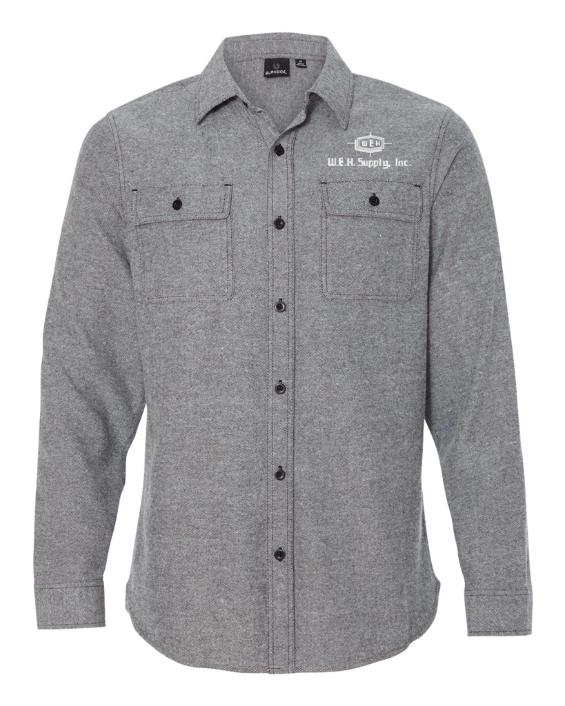 Variant Image for 8200 - Burnside Men's Solid Flannel Shirt - W.E.H - White - E - Website WEH Supply
