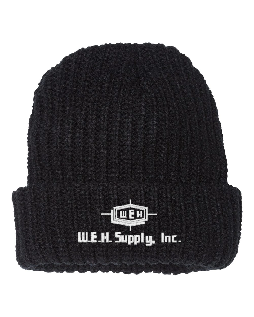 Color Image for SP90 - Sportsman 12" Chunky Cuffed Beanie - Black - WEH Supply - White