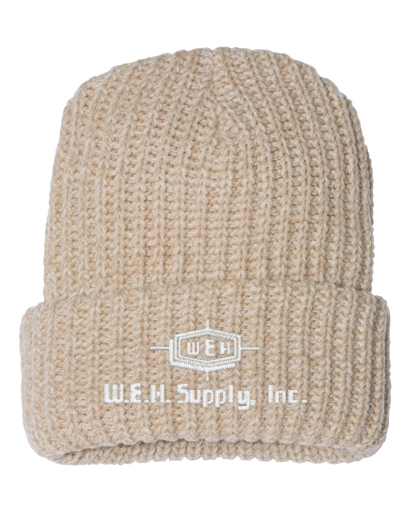 Variant Image for SP90 - Sportsman 12" Chunky Cuffed Beanie - W.E.H - White - E - Website WEH Supply