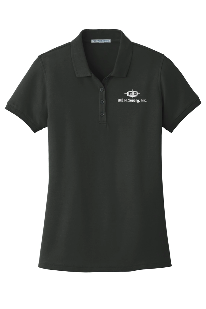Color Image for L100 Port Authority® Women's Core Classic Pique Polo - Deep Black - WEH Supply - White