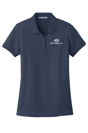 Color Image for L100 Port Authority® Women's Core Classic Pique Polo - River Blue Navy - WEH Supply - White
