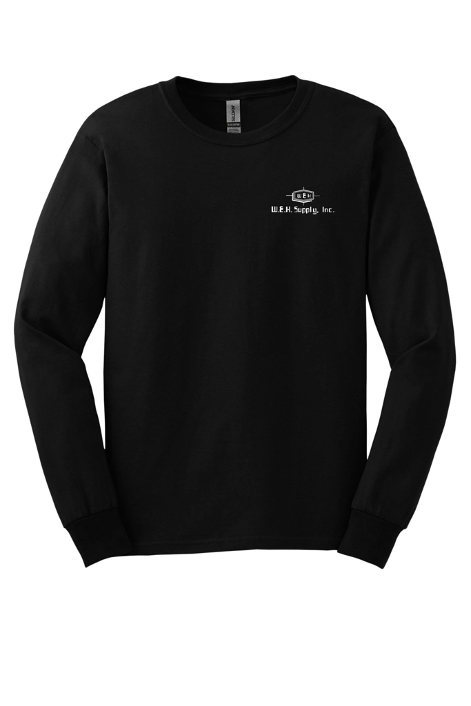 Color Image for G2400 - Gildan® Ultra Cotton® 100% US Cotton Long Sleeve T-Shirt - Black - WEH - White E