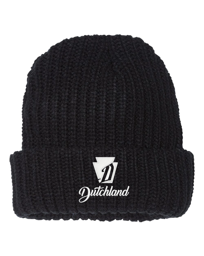 Color Image for SP90 - Sportsman 12" Chunky Cuffed Beanie - Black - WEH Dutchland - White E