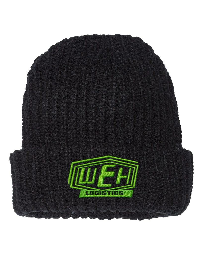 Color Image for SP90 - Sportsman 12" Chunky Cuffed Beanie - Black - WEH Logistics - Lime Green E