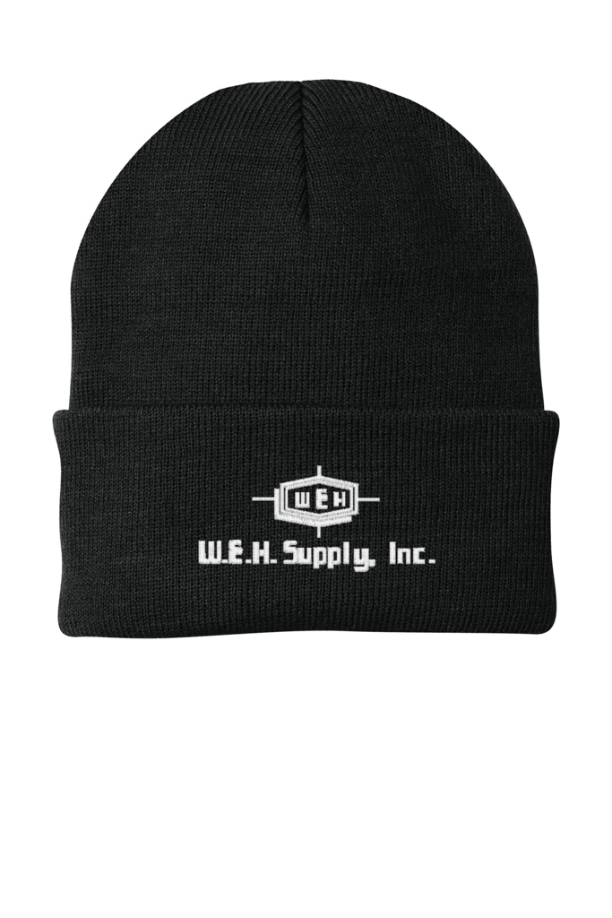 Color Image for CP90 - Port & Co™ Knit Cap - Black - WEH Supply - White