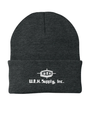 Variant Image for CP90 - Port & Co™ Knit Cap - W.E.H - White - E - Website WEH Supply