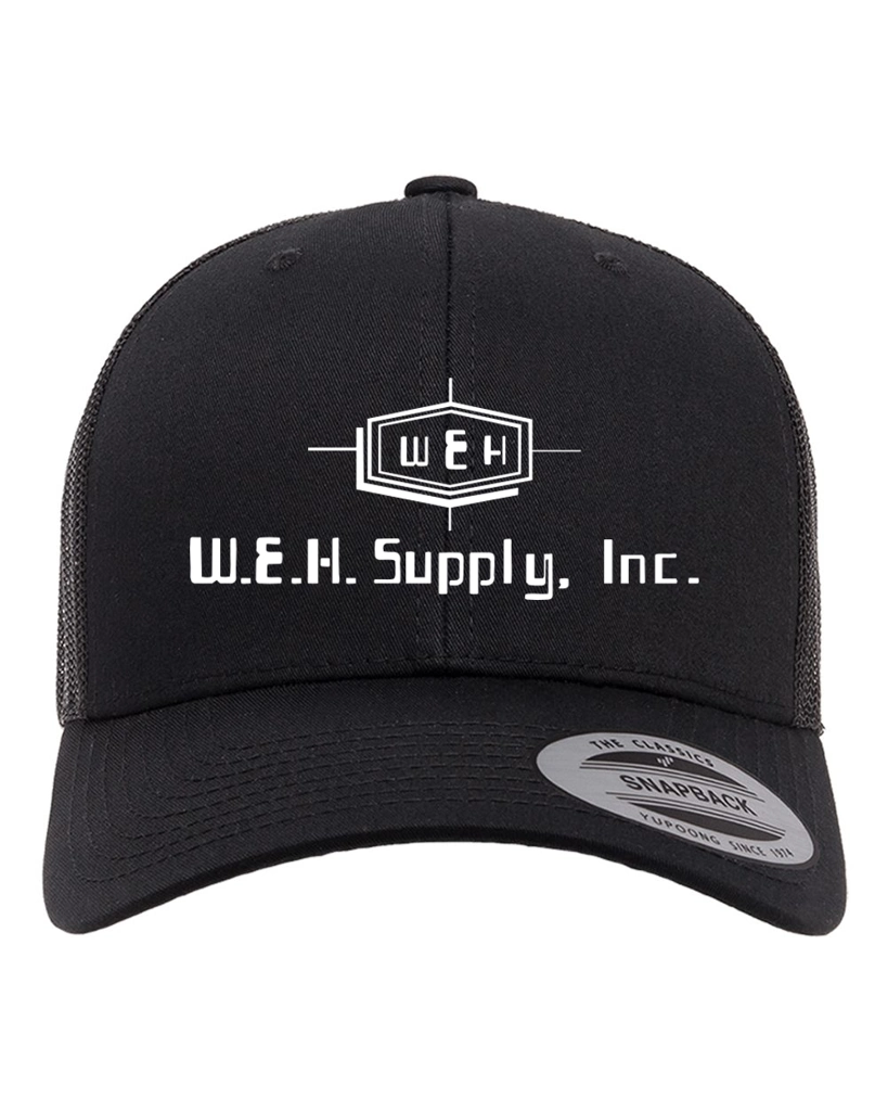 Color Image for 6606 - YP Classics Retro Trucker Cap - Black - WEH - White FLP - E