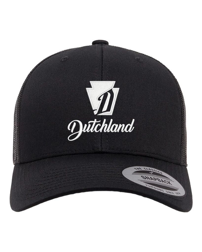 Color Image for 6606 - YP Classics Retro Trucker Cap - Black - WEH Dutchland - White FLP - E