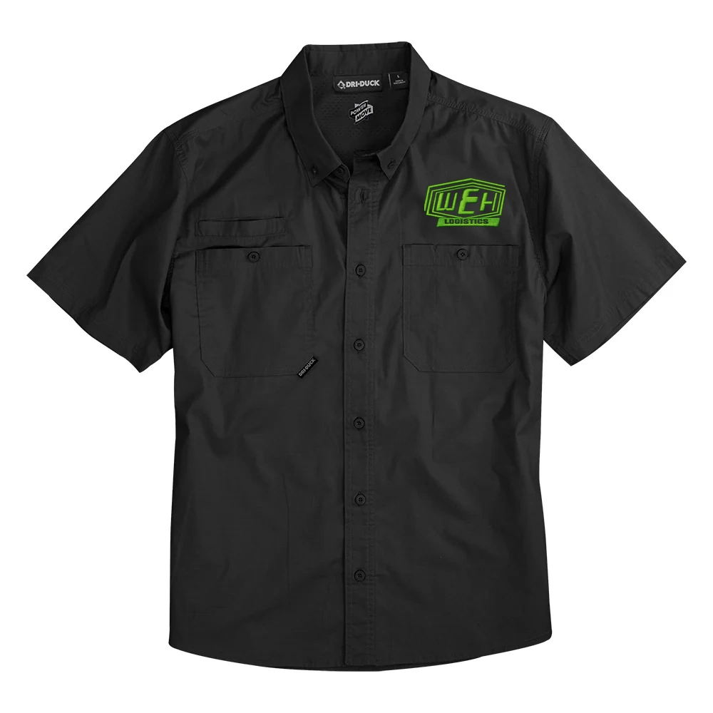 Color Image for 4451 - DRI DUCK Men's Craftsman Woven Short Sleeve Shirt - Black - WEH Logistics - Lime Green E