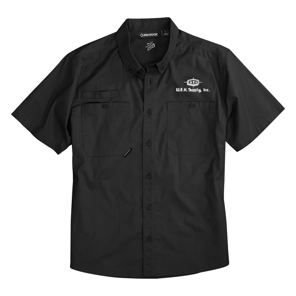 Color Image for 4451 - DRI DUCK Men's Craftsman Woven Short Sleeve Shirt - Black - WEH Supply - White