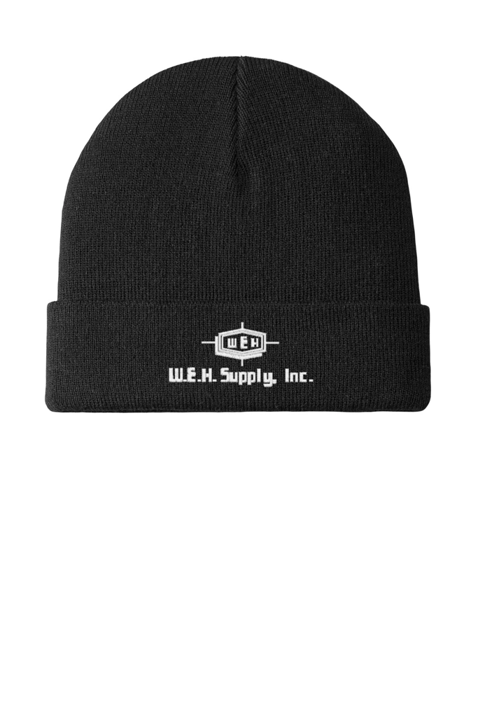 Variant Image for C939 - Port Authority ® Knit Cuff Beanie - W.E.H - White - E - Website WEH Supply