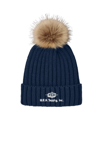 Variant Image for C990 - Port Authority® Faux Fur Pom Beanie - W.E.H - White - E - Website WEH Supply