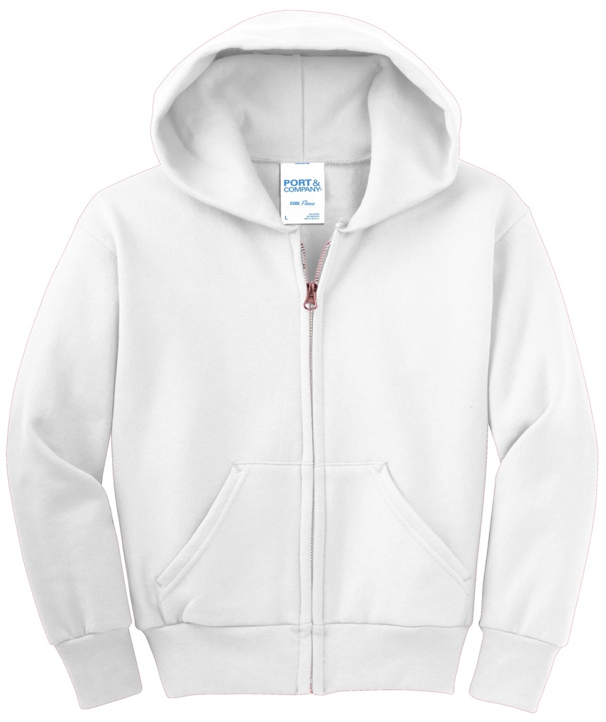 PC90YZH - Port & Company® Youth Core Fleece Full-Zip Hooded Sweatshirt